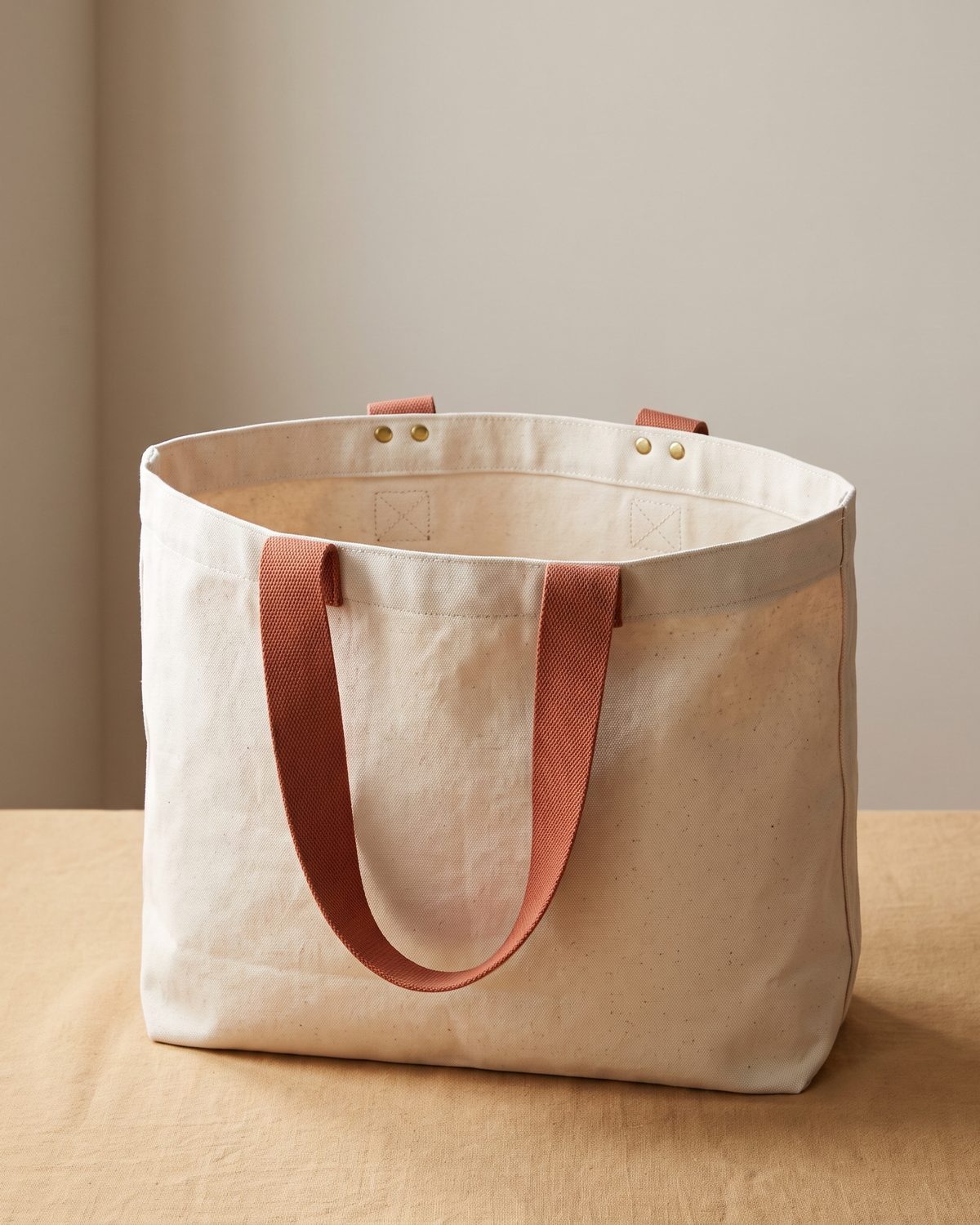 Fourre-tout en toile de coton 16 oz, grand format, anses rivetées au laiton