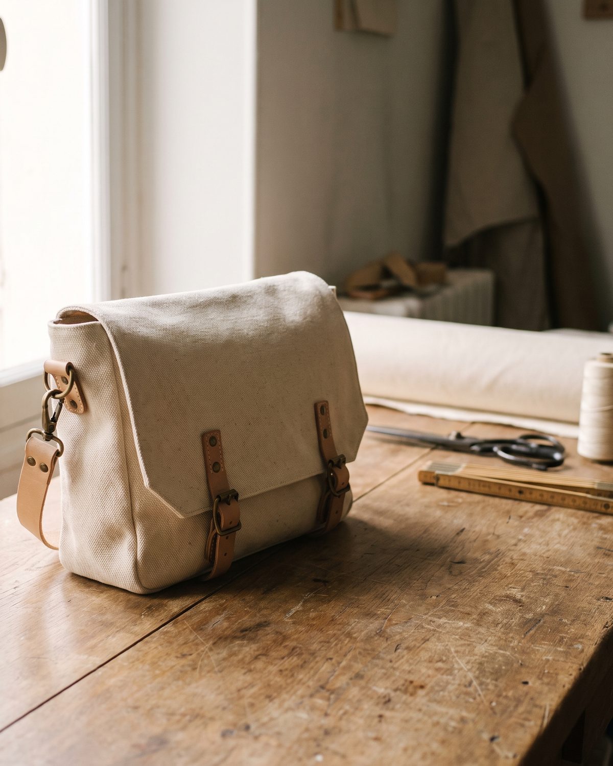 Sac en toile de coton cousu main dans l'atelier VIDET à Poissy
